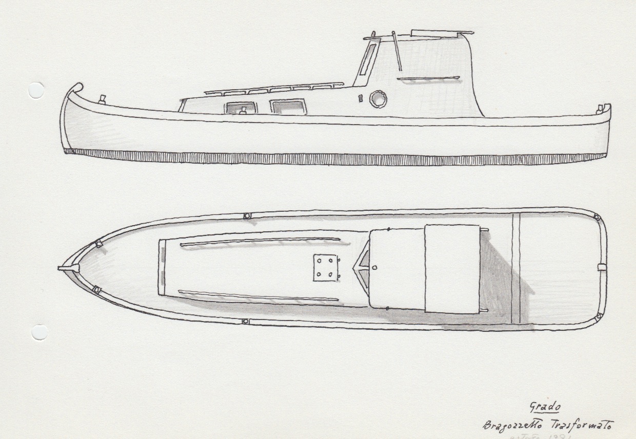 618 Grado - bragozzetto trasformato - estate 1981